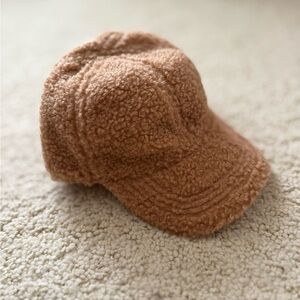 New Gap cap Hat baseball teddy sherpa adjustable tan Velcro kids small medium